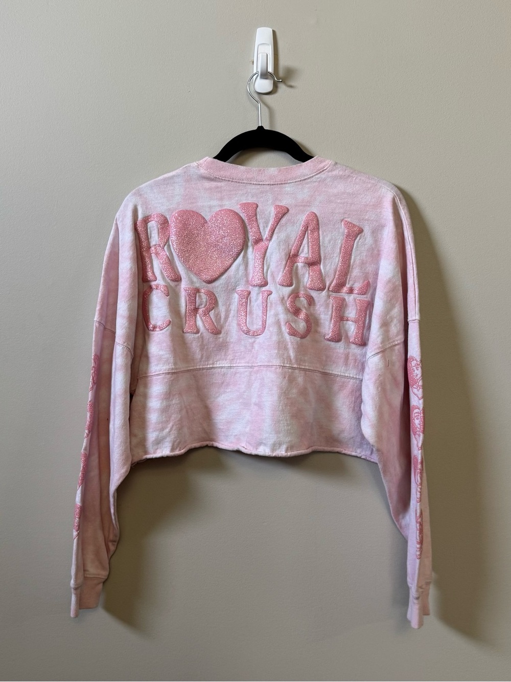Spirit Jersey Disney Royal crush pink tie dye cropped long sleeve top